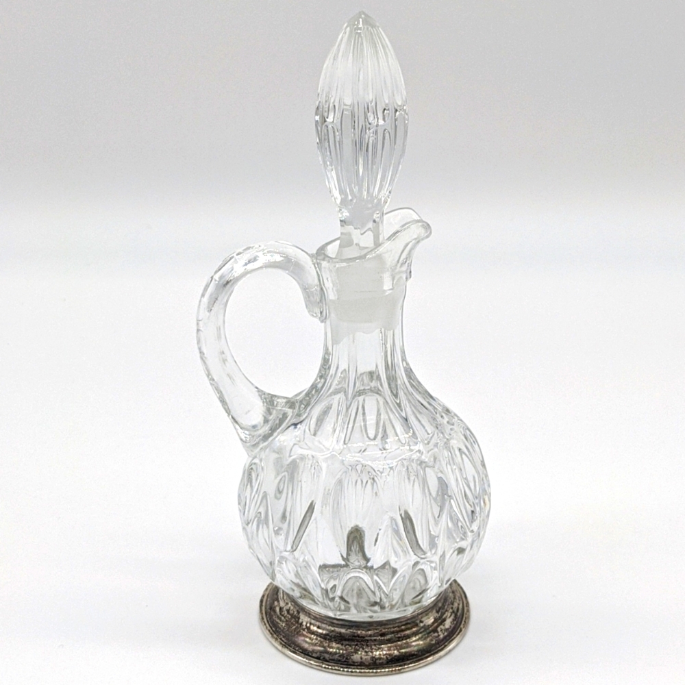 Antique lead crystal sterling silver decanter